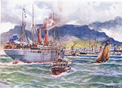 Transporte in der Tafelbucht während des Südafrikanischen Krieges, Illustration aus Cassells Geschichte Englands, 1900er Jahre von Charles John de Lacy